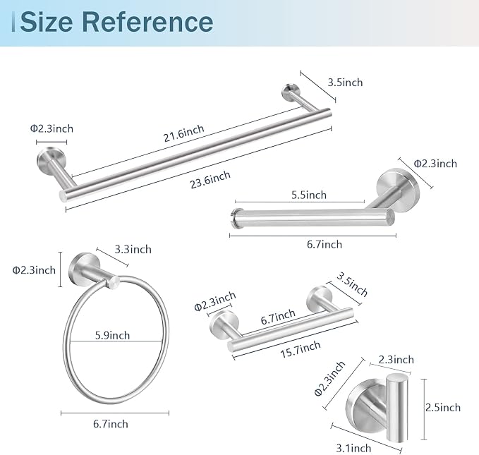 Cilee 10 Piece Brushed Nickel Bathroom Hardware Set, 24 inch Brushed Nickel - Image 7