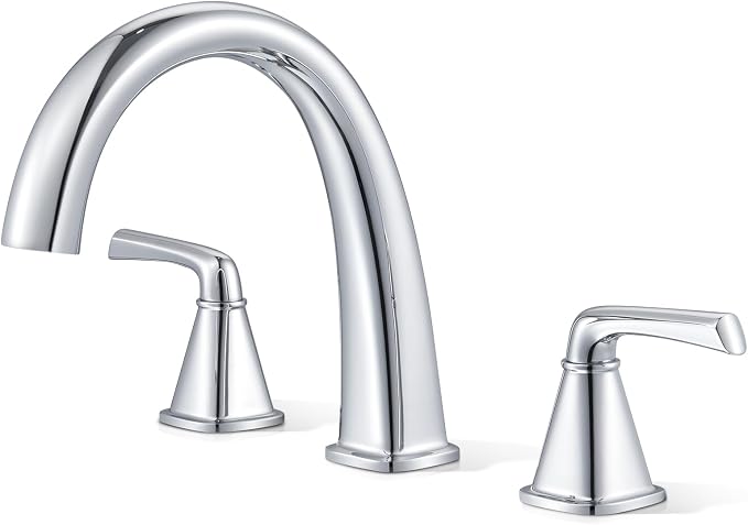 Polished Chrome Roman Tub Faucet, Solid Brass Bathtub Faucet Set by Jabbol