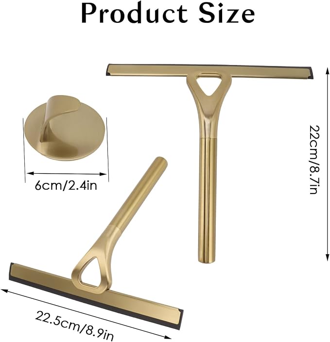 8.9x8.7inch Gold Stainless Steel Shower Squeegee Window Squeegee - Image 2