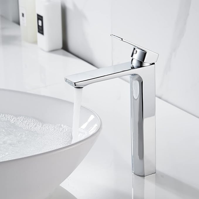 VOTON Chrome Vessel Sink Faucet Tall Single Handle Bathroom Vanity Sink Faucet - Image 2