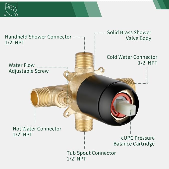 Shower Faucet Set with Tub Spout Tub and Shower Faucet Set Complete with - Image 6