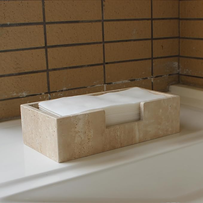 Natural Travertine Napkin Holder 9.8"x4.9"x2.8", Guest Towel Holder, Paper Hand - Image 7