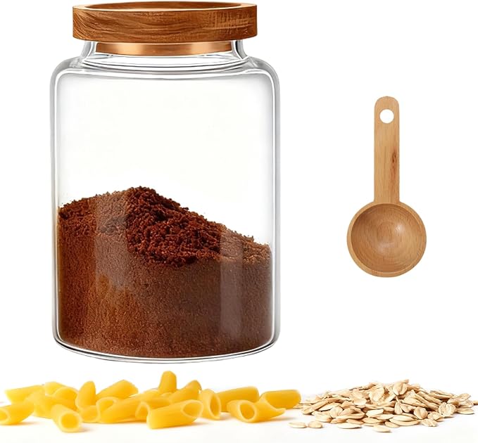 Glass Storage Jar with Lids Thicken Glass Coffee Canister Borosilicate Glass by OULOVECO