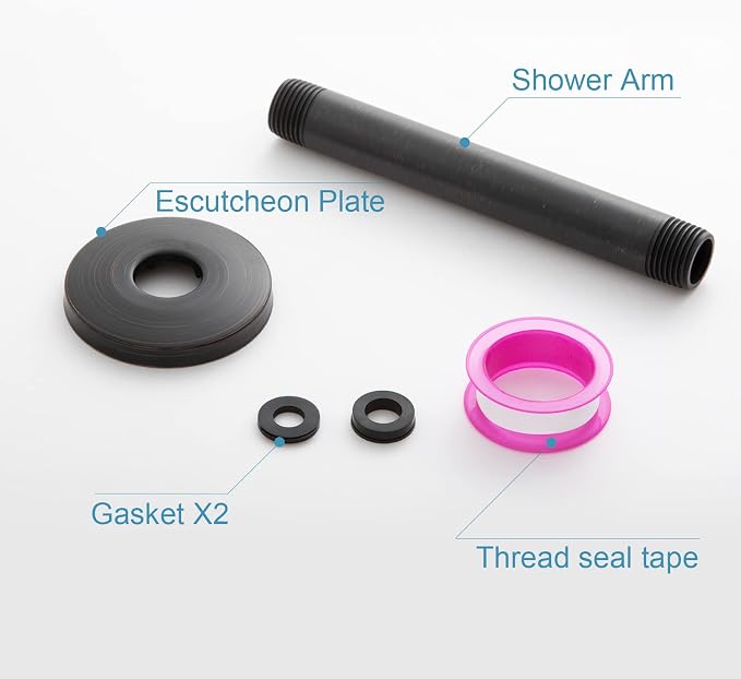 OFFO Shower Arm with Flange Ceiling Mount Replacement Rain Shower Head Straight - Image 6