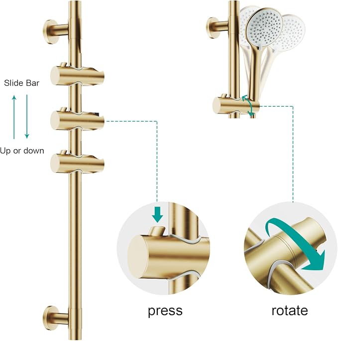 Shower Slide Bar Handheld Shower Head - Image 3