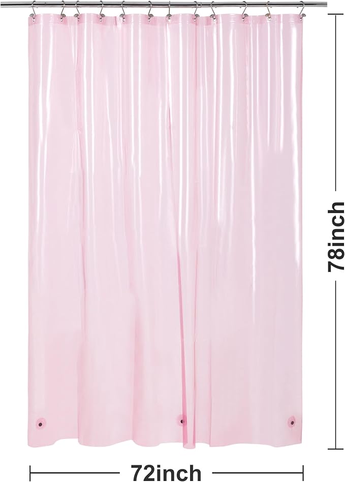 Barossa Design Clear Pink Long Shower Curtain Liner 78" Height - Image 7