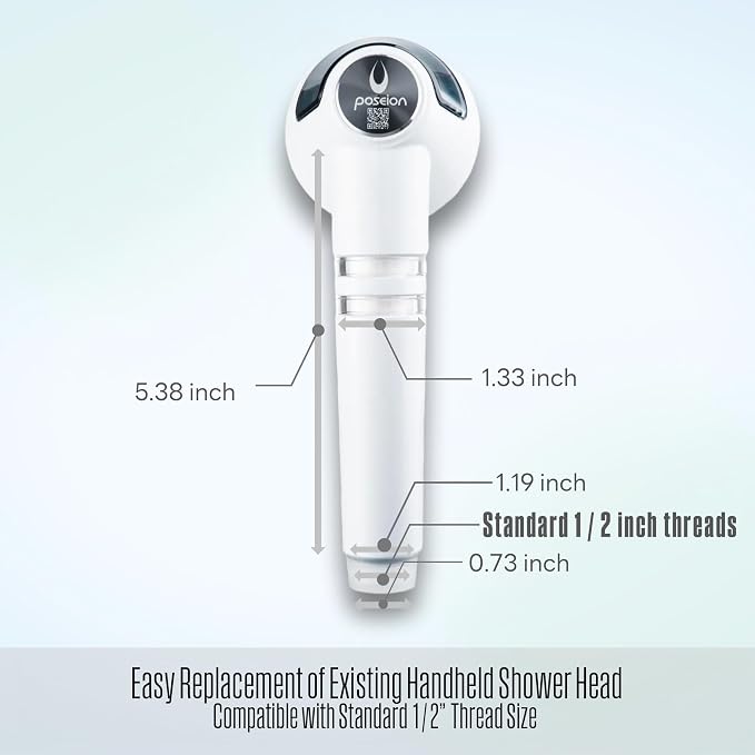 POSEION BT100 MS Filtered Shower Head – Handheld, High Pressure, Magnetized - Image 7