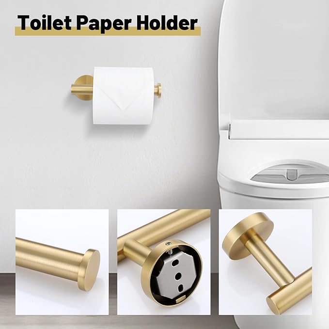 Brushed Gold Towel Bar Set 10 Pieces Bathroom Hardware Accessories Set Towel - Image 5