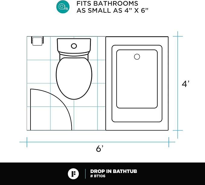 Fine Fixtures Drop In White Soaking Bathtub, Fiberglass Acrylic Material - Image 8