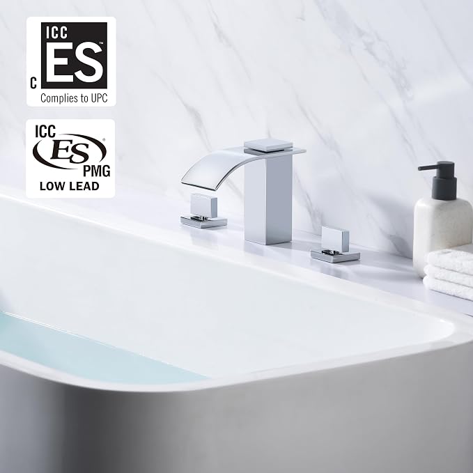 SUMERAIN 3 Hole Deck Mount Roman Tub Faucet Waterfall Bath Tub Faucet - Image 2
