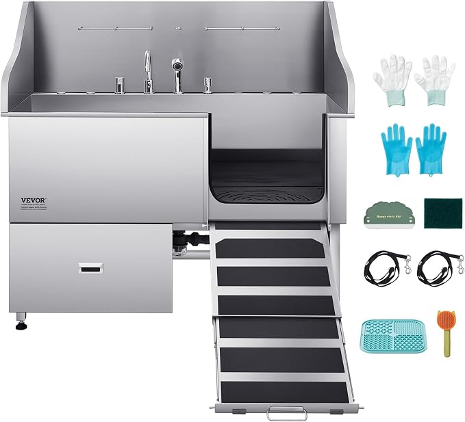 VEVOR Professional 304 Stainless Steel Dog Bathing Station, 61 inch Pet - Image 9