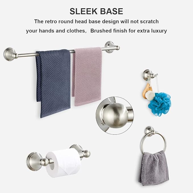 Newfun 8-Pieces Brushed Nickel Bathroom Accessories Set Towel Racks - Image 5