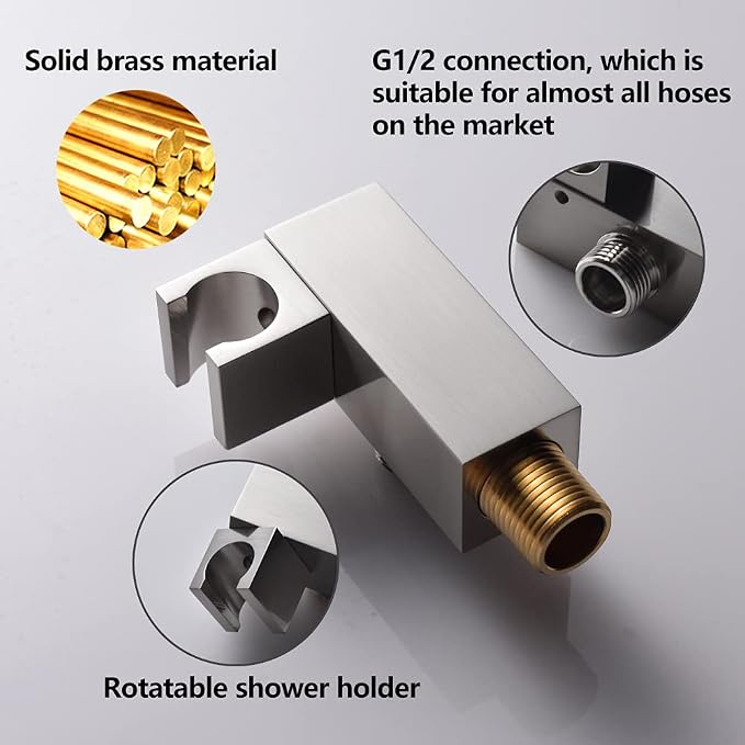 Brushed Nickel Solid Brass Shower Wand High Pressure Handheld Shower Head - Image 4