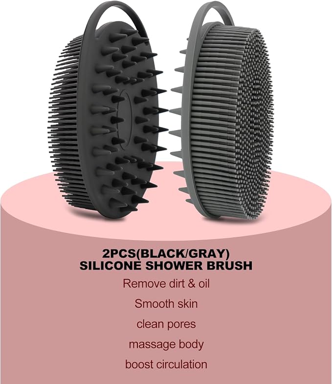 2 Pack Silicone Body Scrubber, Loofah Double-Sided Body Brush, Shower Scrubber - Image 6