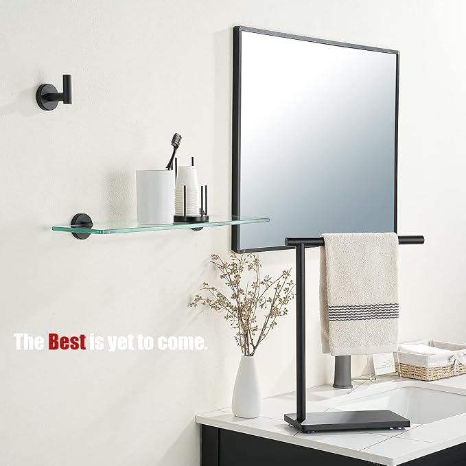 JQK Bathroom Glass Shelf Black, Tempered Glass Shower Storage 24 by 5 inches - Image 4