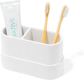 Matte White Large Toothbrush and Toothpaste Holder and Cup by YEWDesign