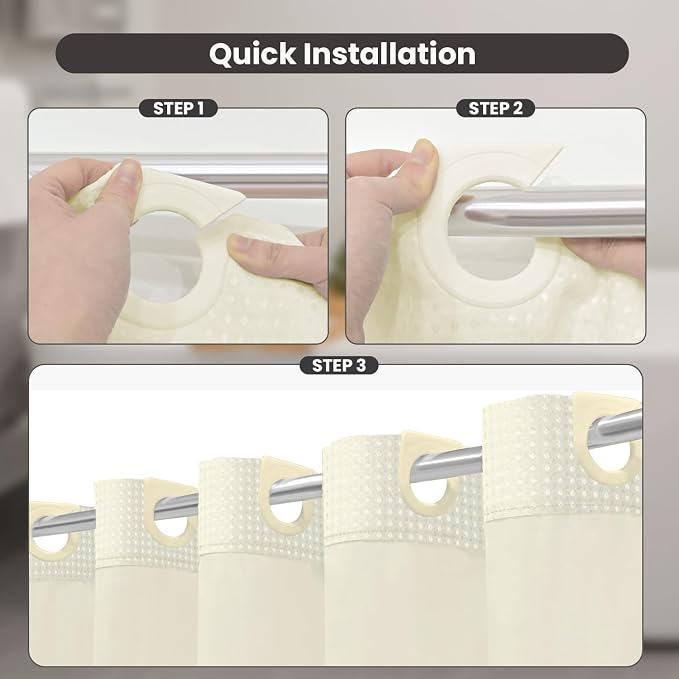 Inhousolu No Hook Shower Curtain - Image 3