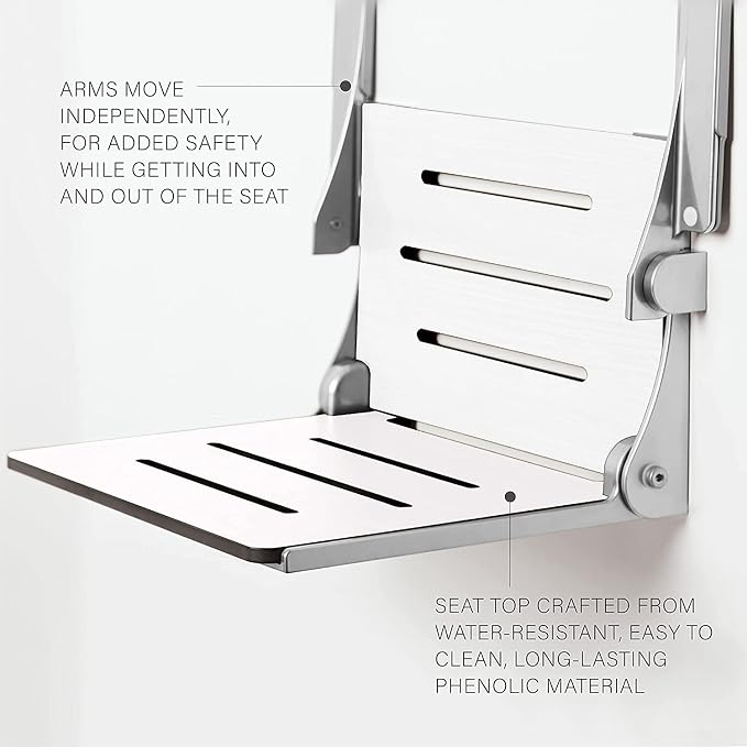 Seachrome Silhouette Comfort Folding Wall Mount Shower Bench Seat - Image 5