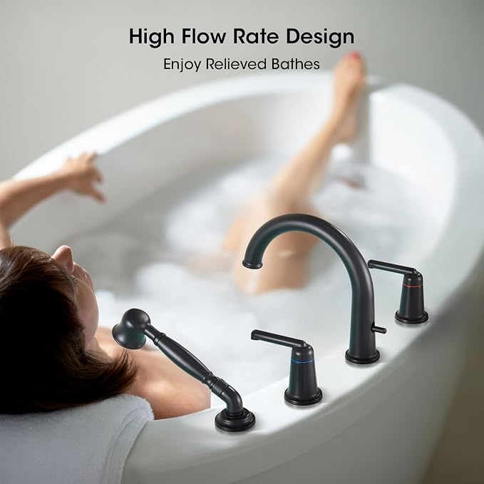 Roman Tub Faucet Set with Hand Shower, KRUZOO Bathtub Faucet Set Trim Kit with - Image 8