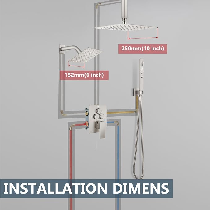 Aolemi Shower Faucet Set Ceiling Mount Shower System Rough-in Valve and Shower - Image 9