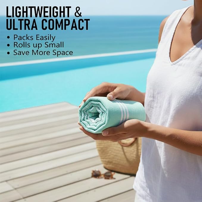 6 Pack Cotton Turkish Beach Towel Lightweight Thin Travel Vacation Essentials - Image 4