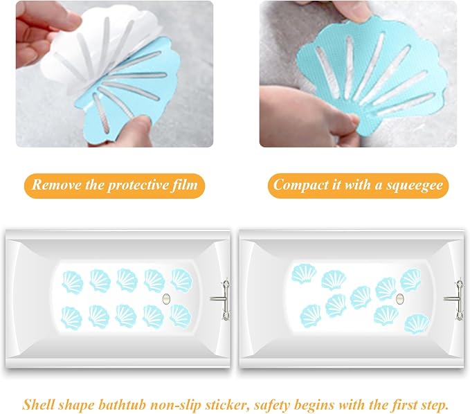 Bathtub Stickers Non Slip, Shell Shaped Tubs Safety Shower Treads, Adhesive - Image 6