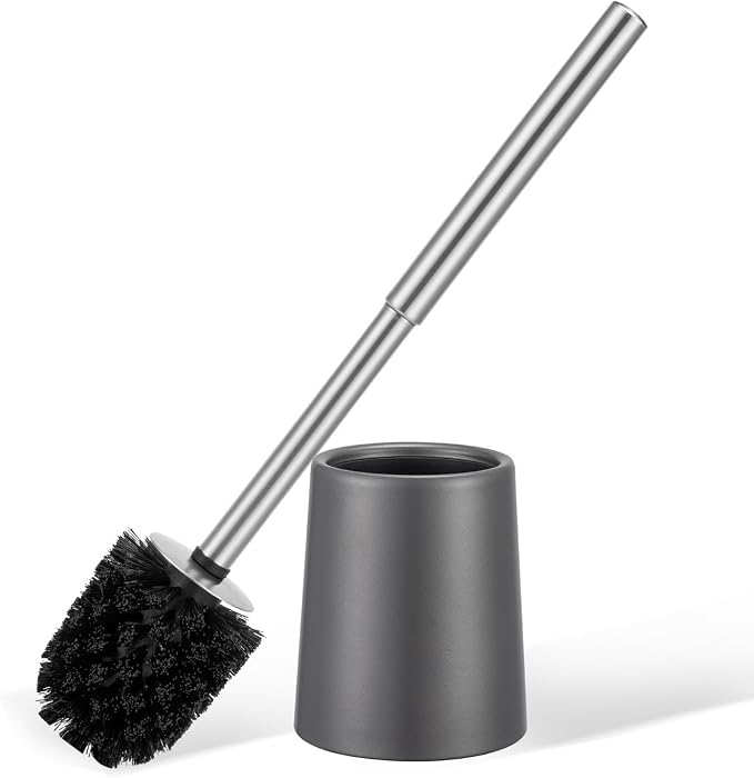 Toilet Brush and Holder Case Coated Metal Case and Stainless Steel Handle by Smartbin