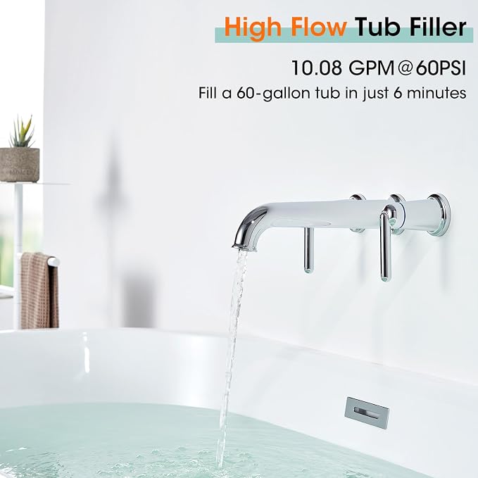 Wall Mount Tub Filler, 10.33" Extra Long Tub Spout - Image 3
