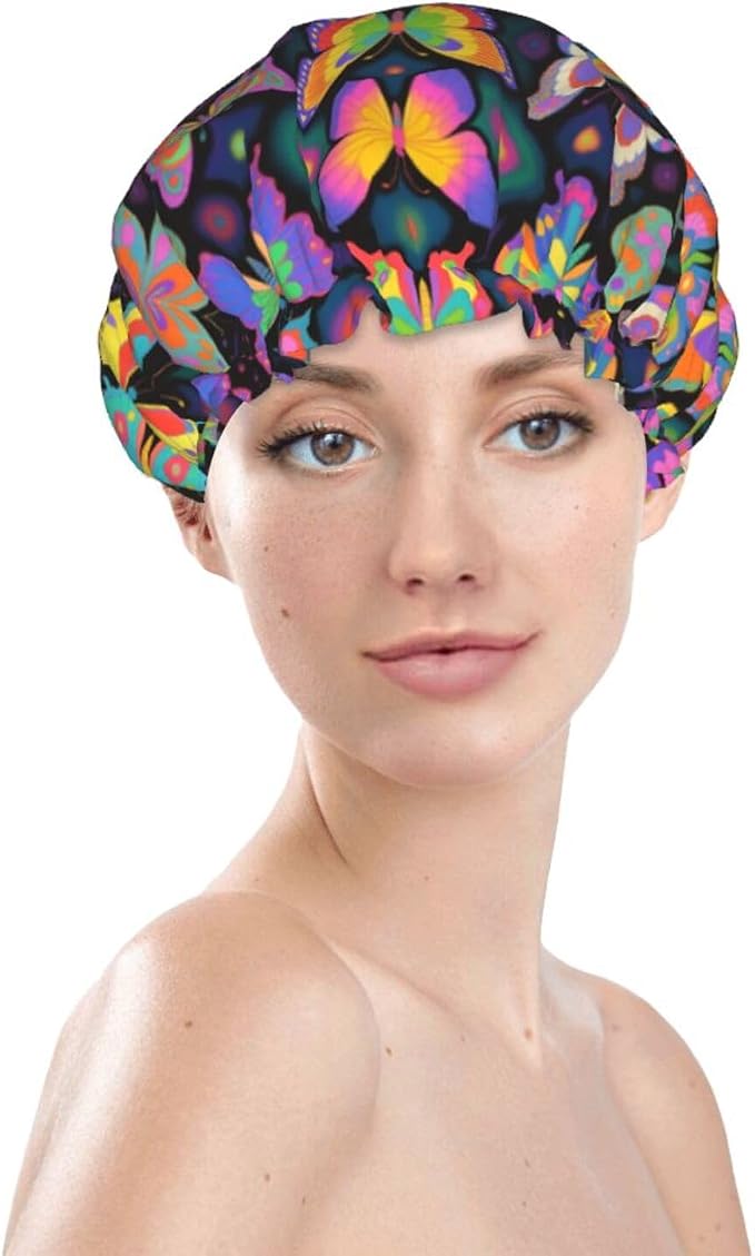 Women Girl Double Waterproof Layers Shower Caps EVA Bathing Hair Hats - Image 3