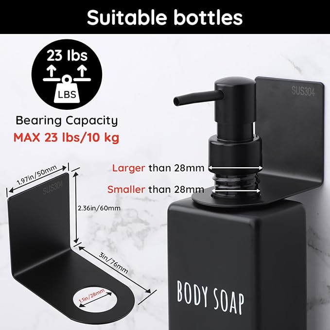 Segbeauty Stainless Adhesive Bottle Holder, Dia 1.1in 2.8cm Lotion Bottle Wall - Image 2