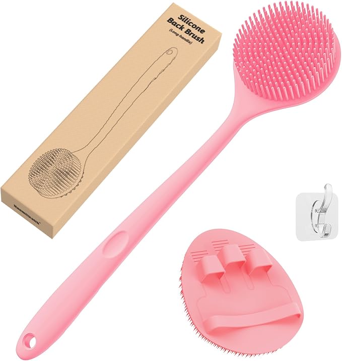 Manmihealth Silicone Back Scrubber & Soft Bath Brushes Set, Super-Cleaning Body by ManmiHealth
