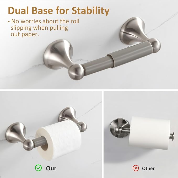 BGL Bathroom Accessories Set, Glossy Stain Nickel Expandable Towel Bar 4-Piece - Image 5