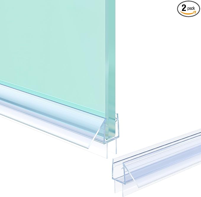 Shower Door Bottom Seal Strip, Fits 10mm Thick Glass, Prevents Leaks, Easy by Unknown