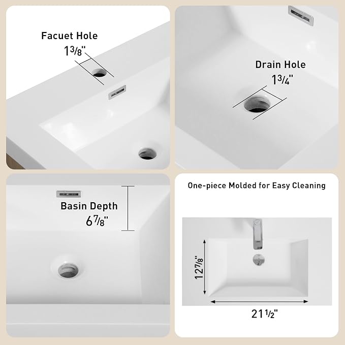 36 Inch Bathroom Vanity with Sink, Single Sink Bathroom Vanity, Freestanding - Image 6