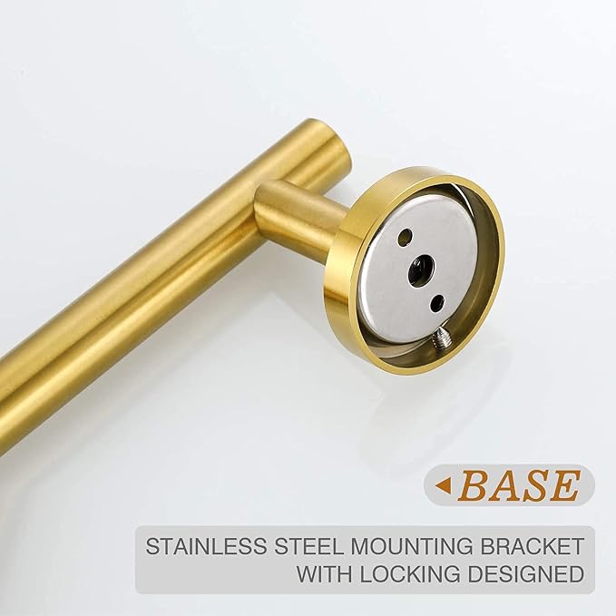 USHOWER Brushed Gold Bathroom Accessories Set, 18-Inch Towel Bar Set Wall - Image 5