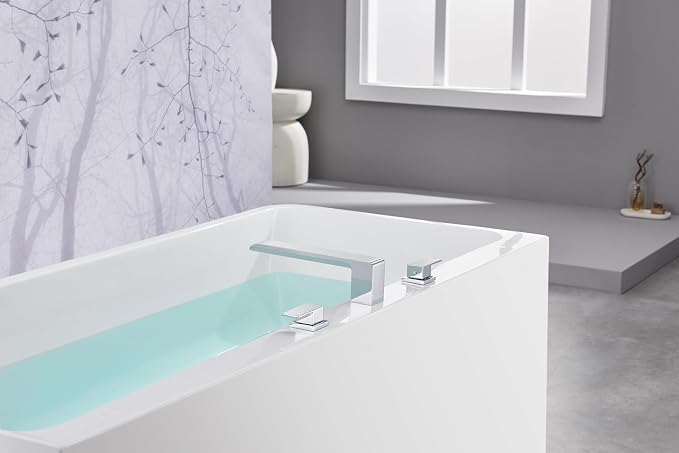 SITGES Minimalist Square-Shaped Bathtub Faucet, 2-Handle Widespread Roman Tub - Image 2