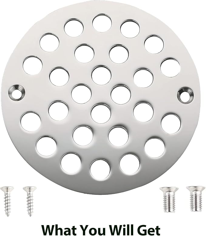 4 Inch Shower Drain Cover, Round Screw-in Floor Drain Cover, Easy-to-Install - Image 4