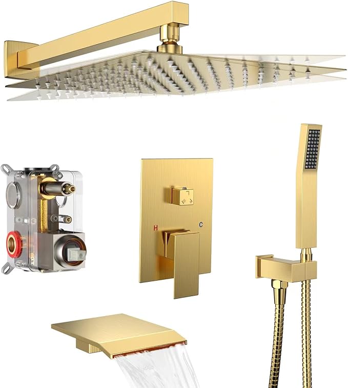 Rain Shower System 12 inch Shower Faucet Set by Dlvsoby