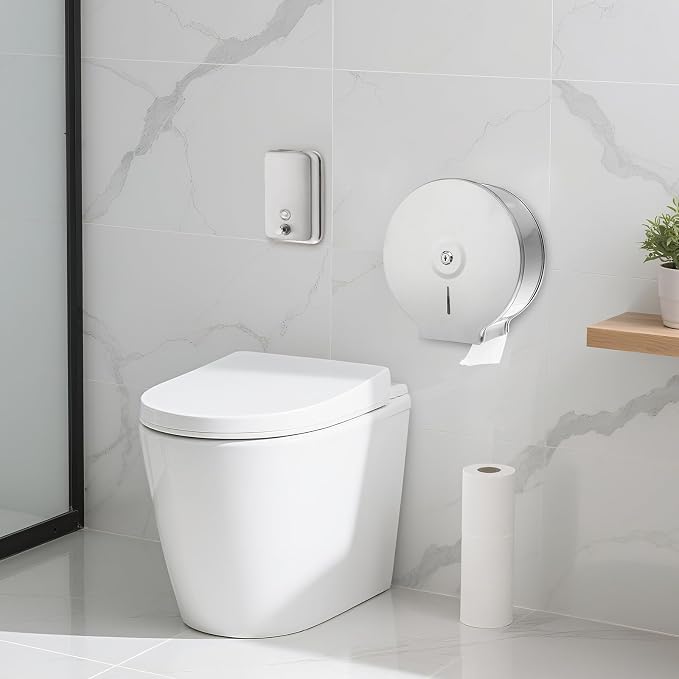 3 Pcs Commercial Toilet Paper Dispenser and Soap Dispenser Set-Stainless Steel - Image 5