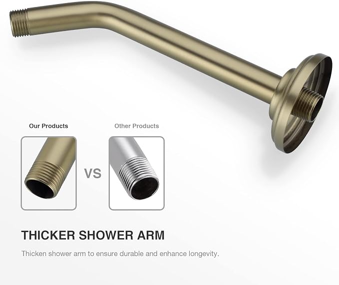 9 Inch Angled Shower Arm with Flange, Wall-Mounted Heavy Duty Stainless Steel - Image 6