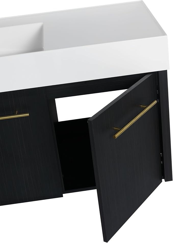 48 Inch Bathroom Vanity with White Left Resin Sink, Plywood Base and Melamine - Image 8