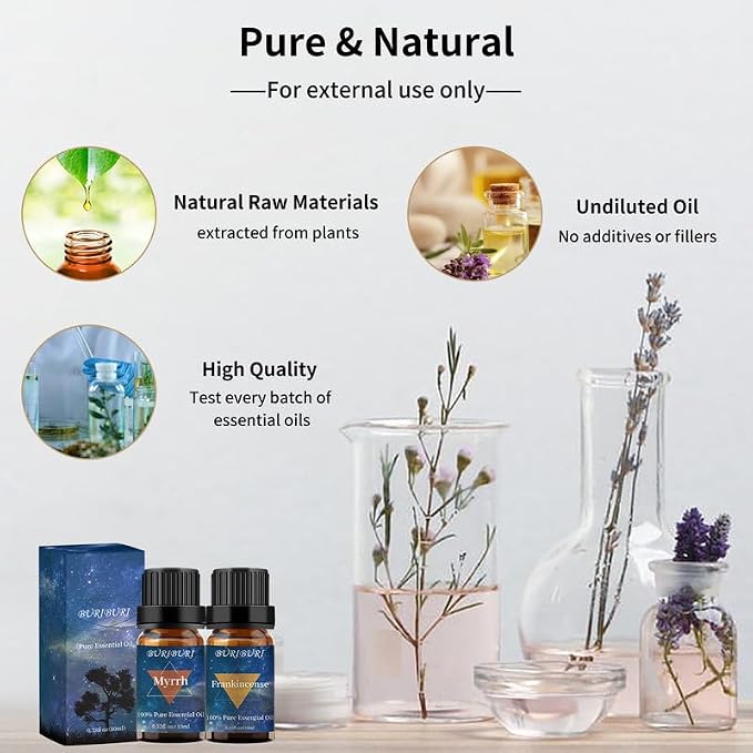 BURIBURI Frankincense Oil and Myrrh Essential Oils Gift Set, 100% Pure - Image 5