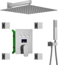 Bathroom Shower Faucet Set Brushed Nickel 12 Inch Wall Mounted Rainfall Shower by KATAIS