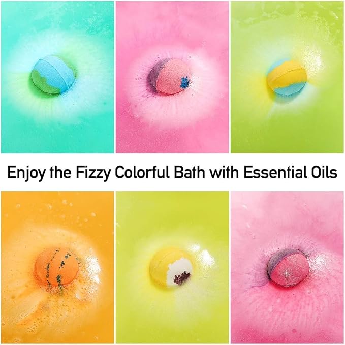 Lagunamoon Bath Bombs Gift Set, 6 Piece XXL Handmade Fizzy Shower Bombs - Image 3