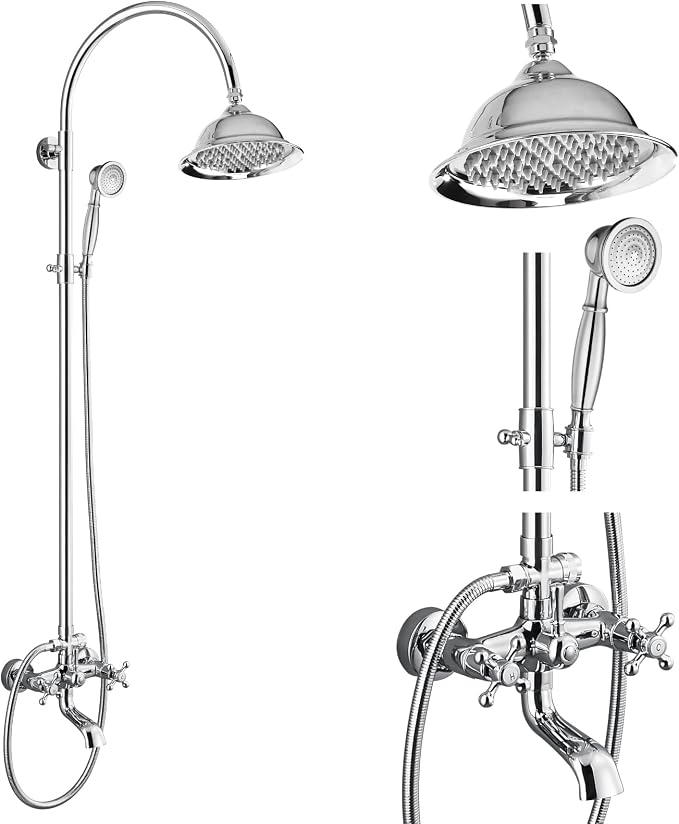 gotonovo Bathroom Classic Exposed Shower Faucet Wall Mount Shower System 8 Inch by HOME