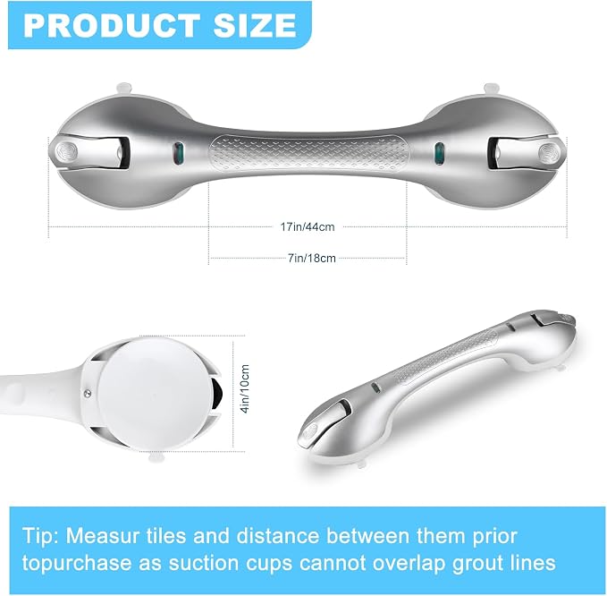 Suction Grab Bars for Bathtubs and Showers, Heavy Duty Shower Handle Removable - Image 5