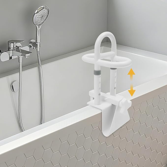 Bathtub Safety Rail, Adjustable Height Bathtub Handle Grab Bar, Sturdy Clamp-On - Image 6