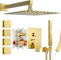 Shower System Brushed Gold Shower Faucets Sets, Bostingner 10" Rain Shower Head by Bostingner