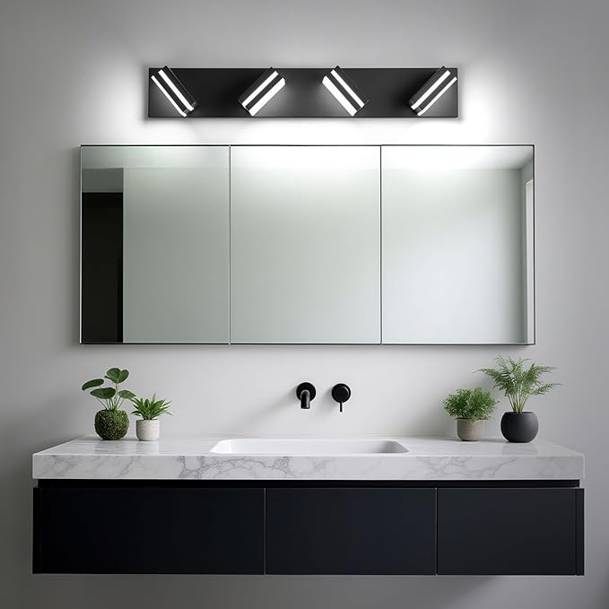 Modern LED Bathroom Lights Fixtures, Metal Black Acrylic Wall Lighting - Image 6
