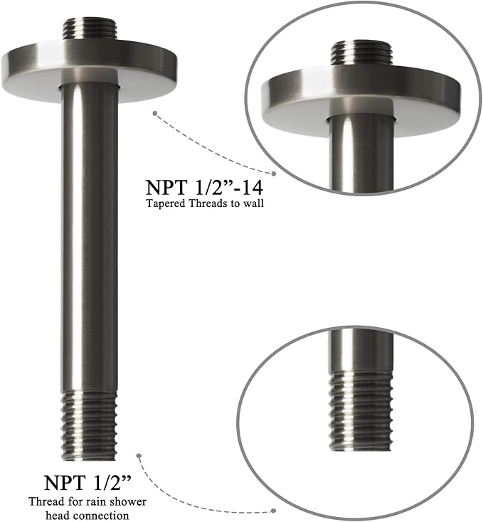 8 Inch Shower Arm with Flange, Ceiling Mounted Shower Head Extension Arm - Image 5
